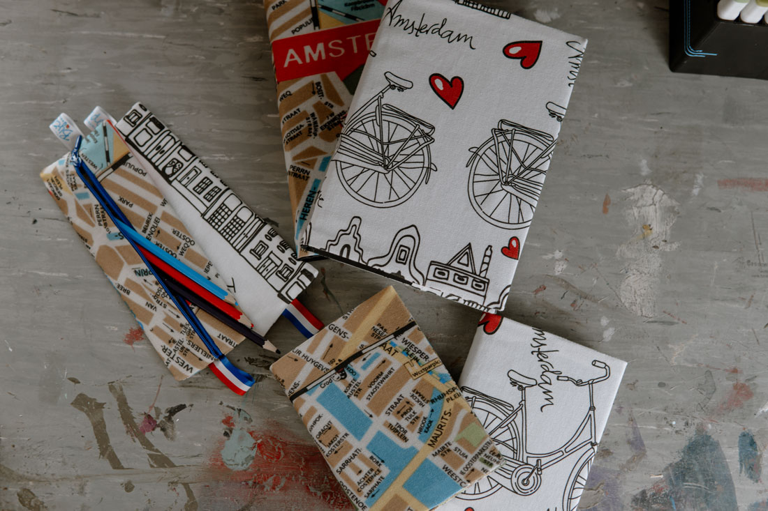 BoekjesA6-A5-platenfiets Notitieboek met linnen kaft Amsterdam - Afbeelding 1
